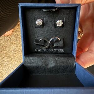 Stainless Steel Silver Earrings Set